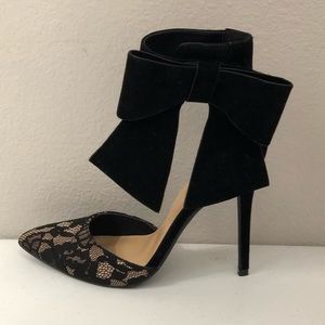 Shoe Dazzle Black Lace Velvet Stiletto Heels Shoes